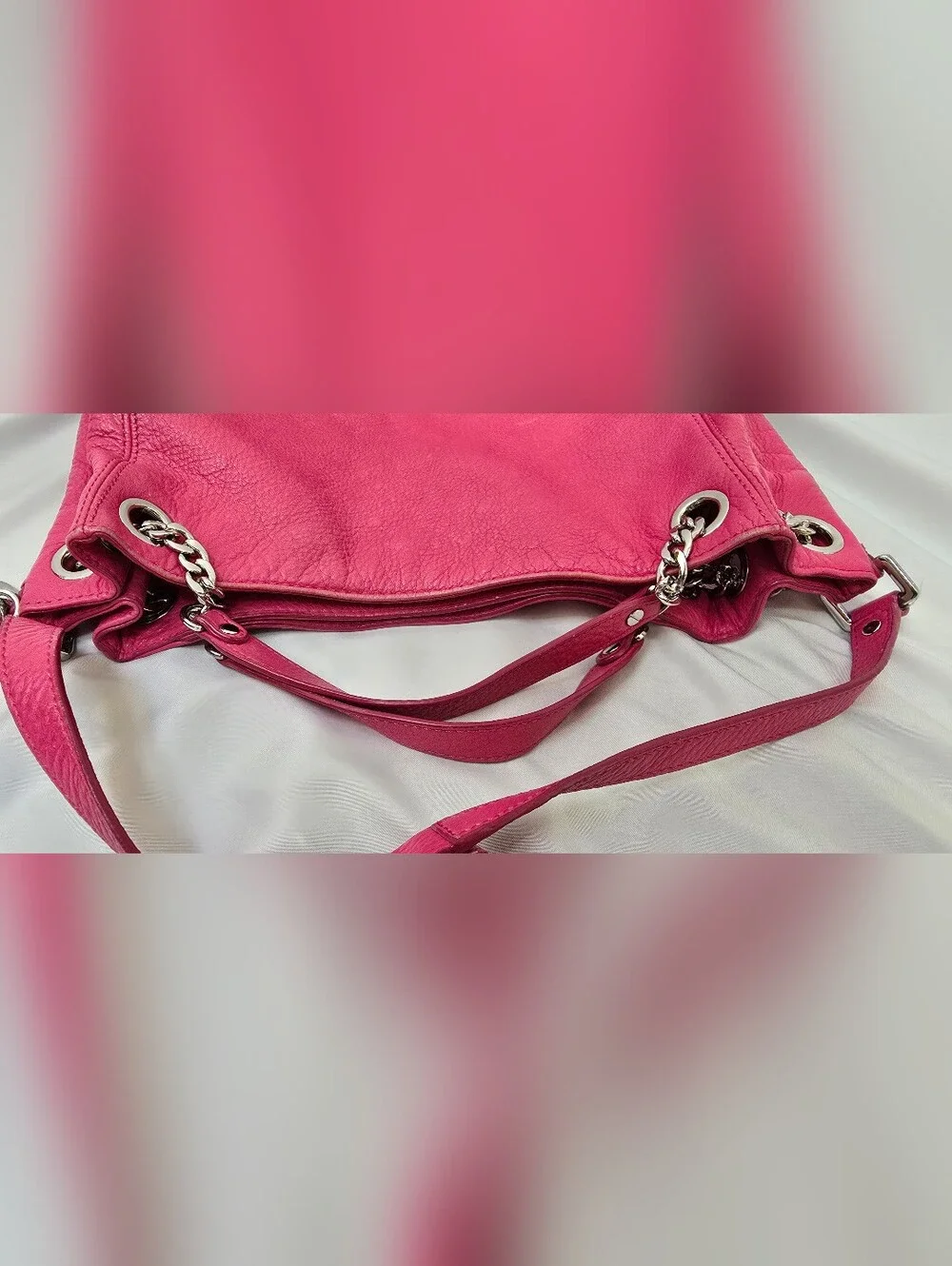 Michael Kors Jet Set Hot Pink Leather Chain Tote